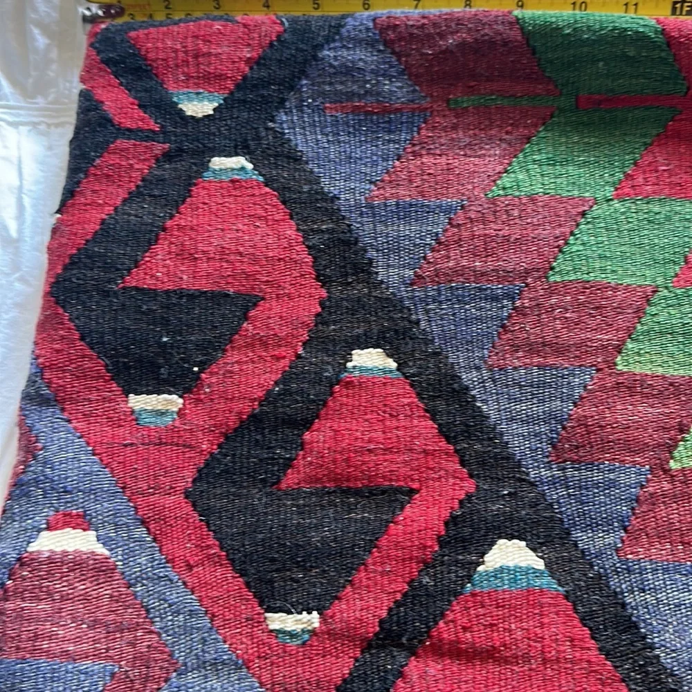 🇹🇷Turkish Kiln pillow. 18” x 30” long. Red and green are the main colors OOAK - Picture 7 of 13